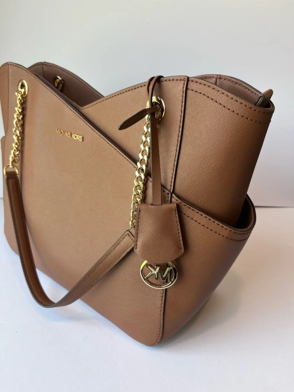 Michael Kors Jet Set Large Shoulder Bag Brown Leather
